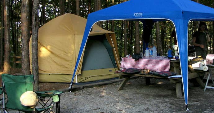 Camping under shade