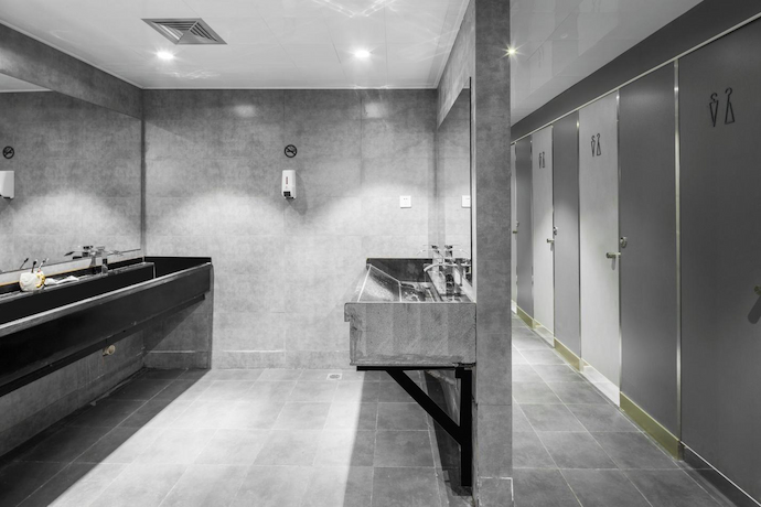 grey commercial restroom