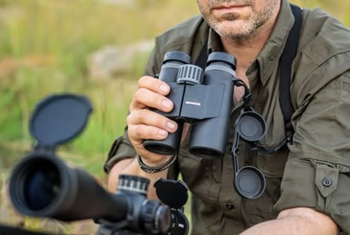 man using range finder
